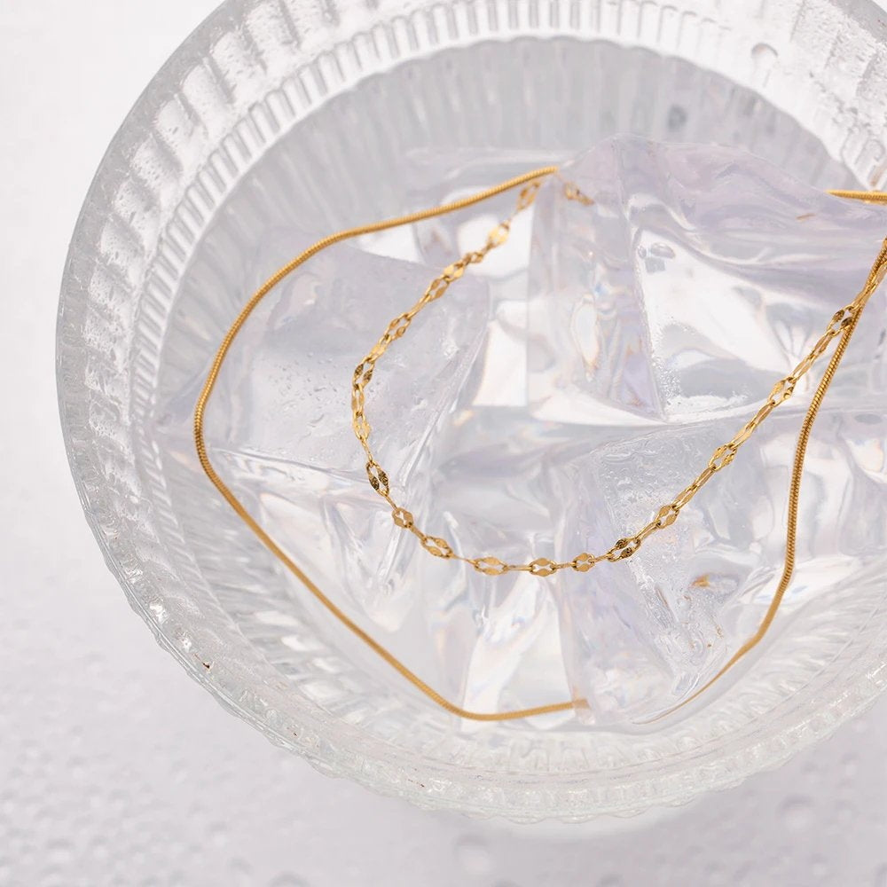 18K Gold Double Layer Snake Chain Necklace