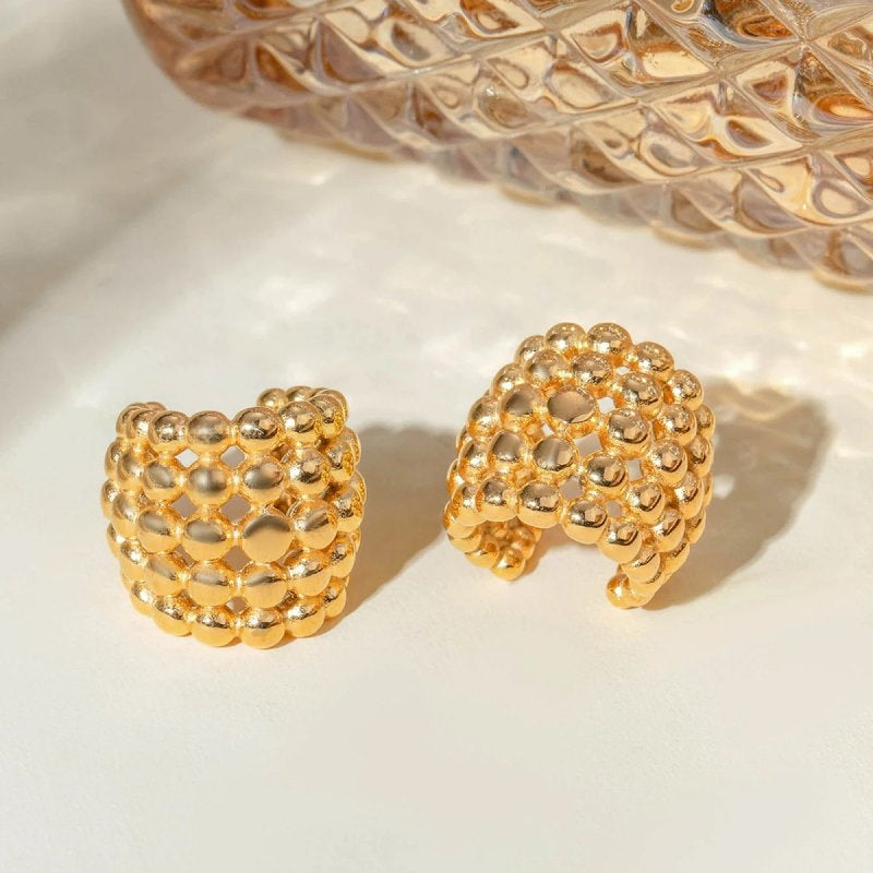 Honeycomb Ear Clips for Modern Minimalist Style