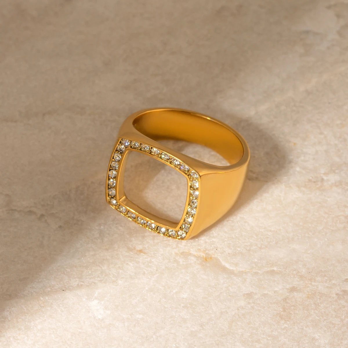 Chunky Gold Square Ring for Bold Modern Style
