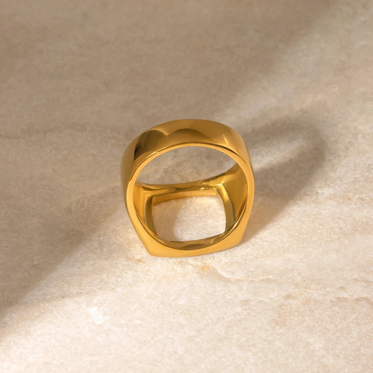 Chunky Gold Square Ring for Bold Modern Style