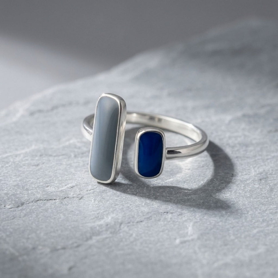Blue Zircon Silver Ring