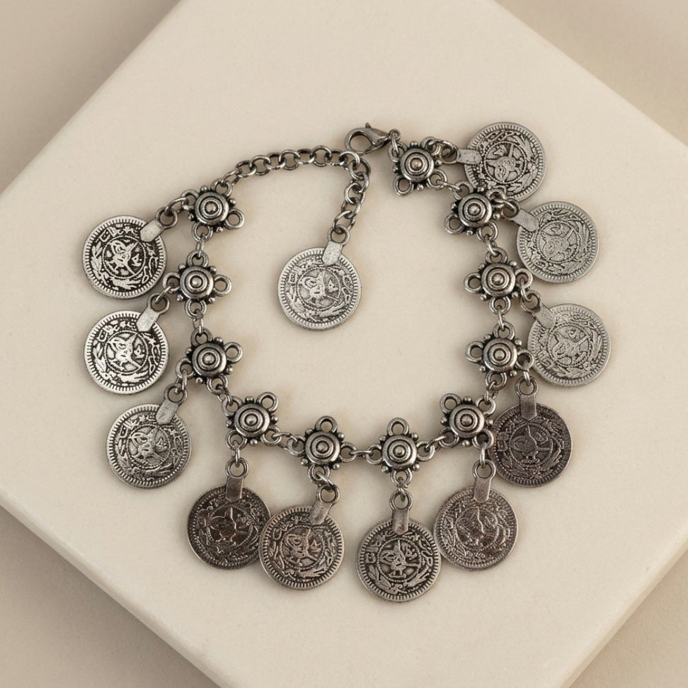 Boho Tassel Anklet with Luxe Charm Coins