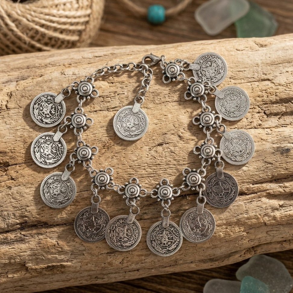 Boho Tassel Anklet with Luxe Charm Coins