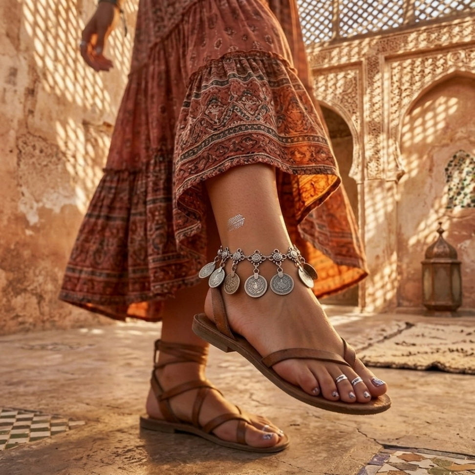 Boho Tassel Anklet with Luxe Charm Coins