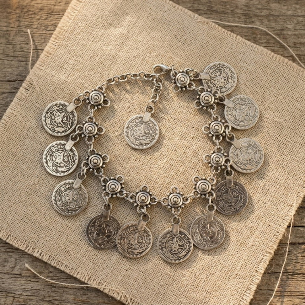 Boho Tassel Anklet with Luxe Charm Coins