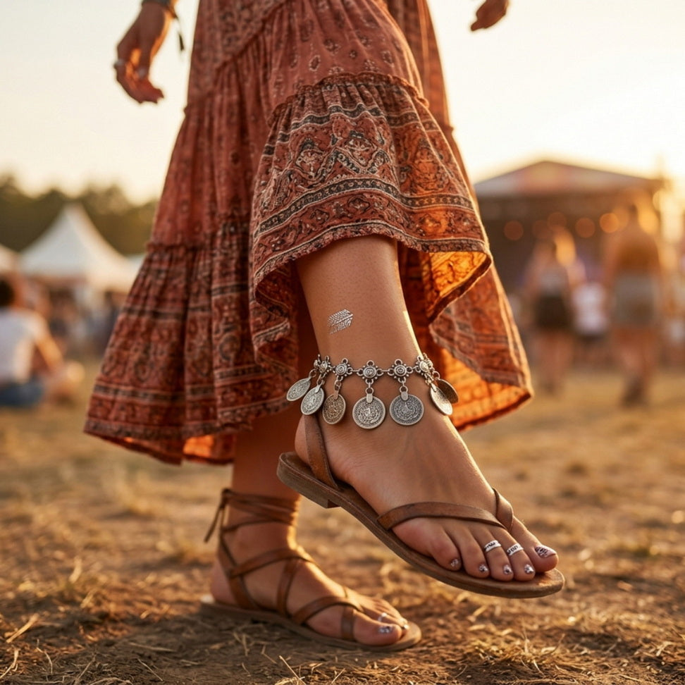 Boho Tassel Anklet with Luxe Charm Coins