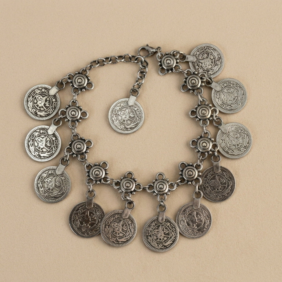 Boho Tassel Anklet with Luxe Charm Coins