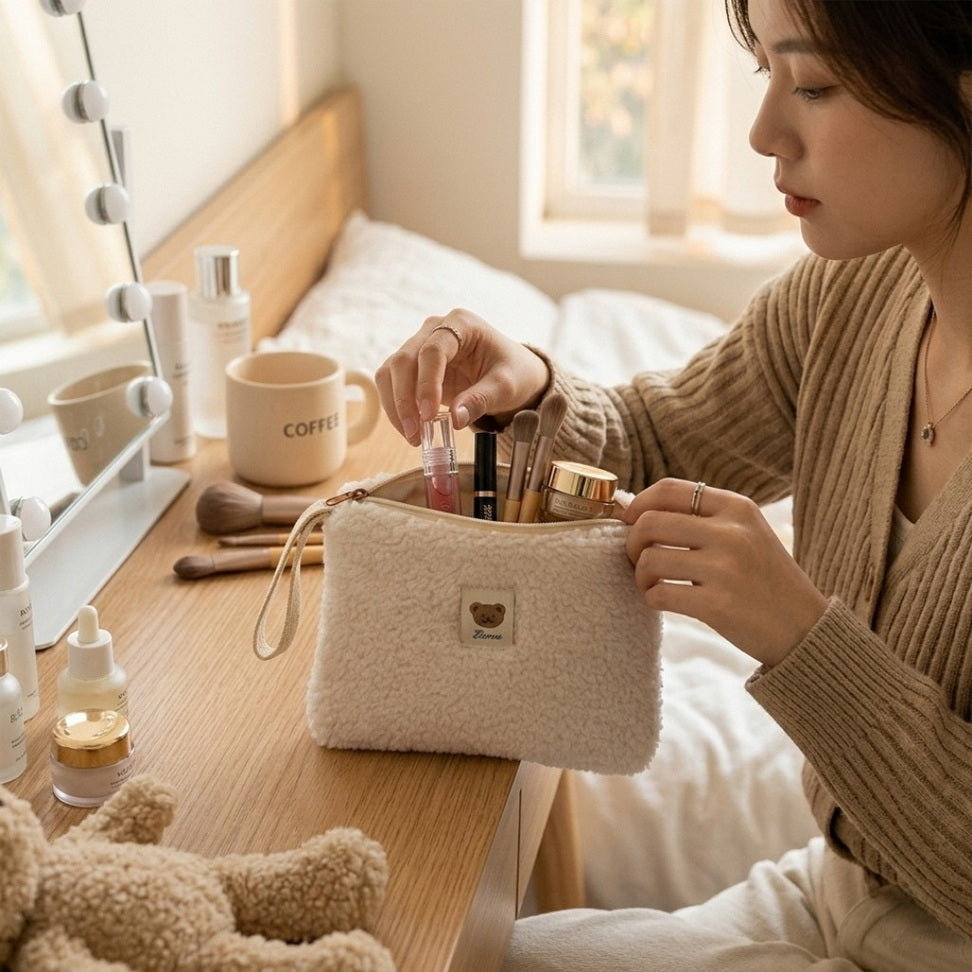 Plush Cosmetic Storage Bag