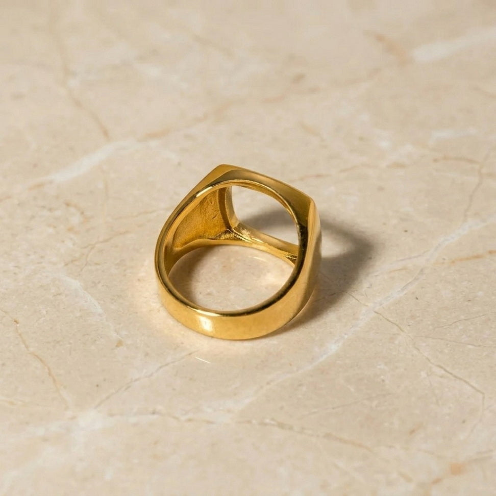 Chunky Gold Square Ring for Bold Modern Style