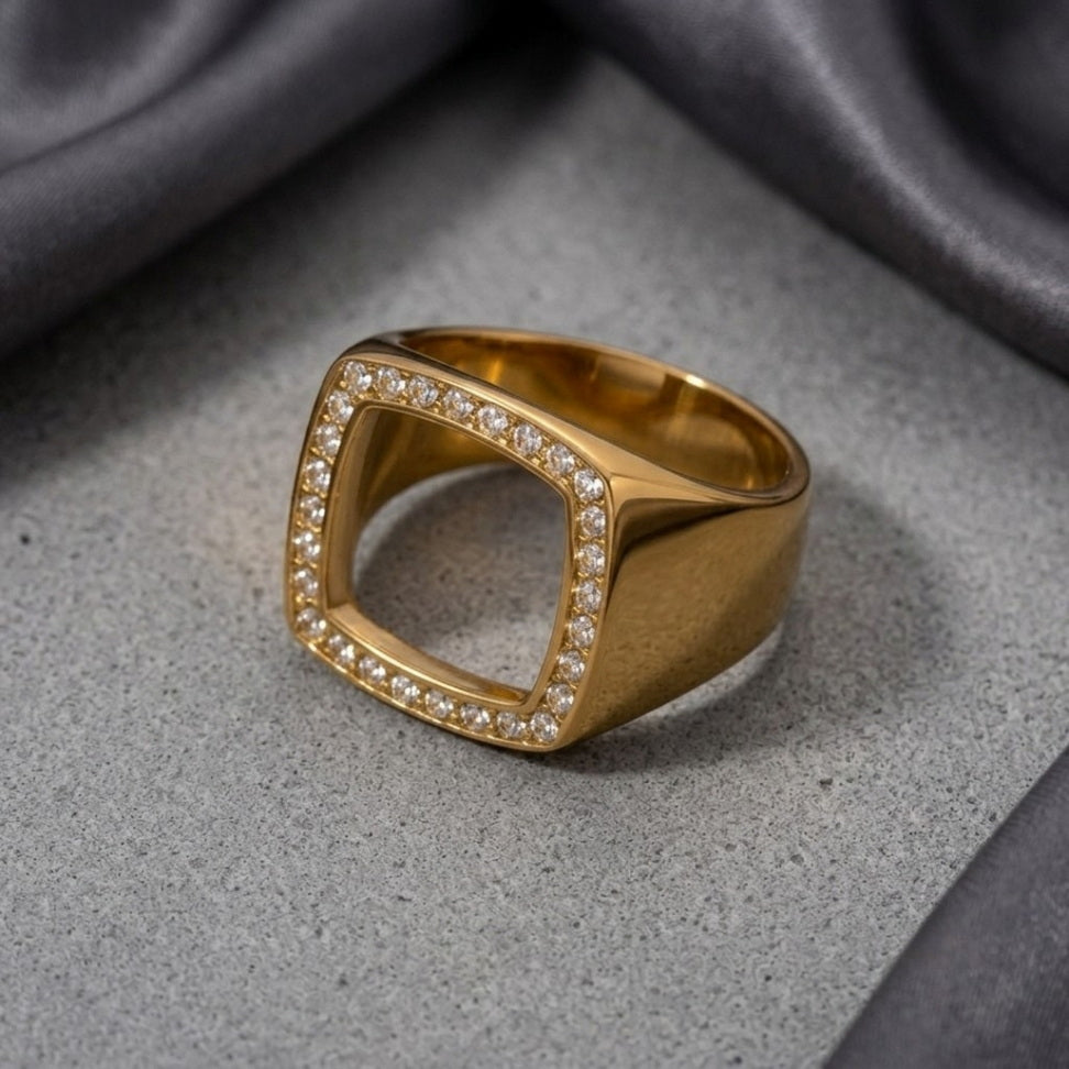 Chunky Gold Square Ring for Bold Modern Style