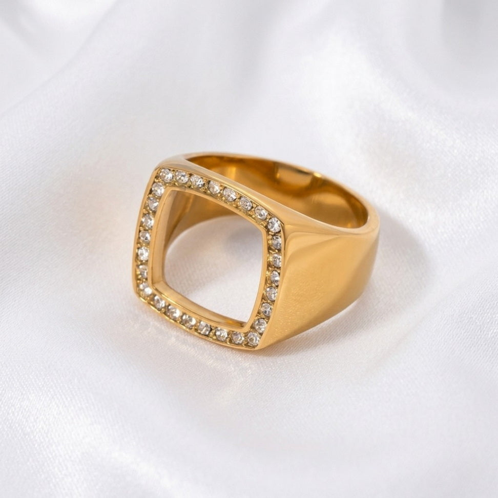 Chunky Gold Square Ring for Bold Modern Style