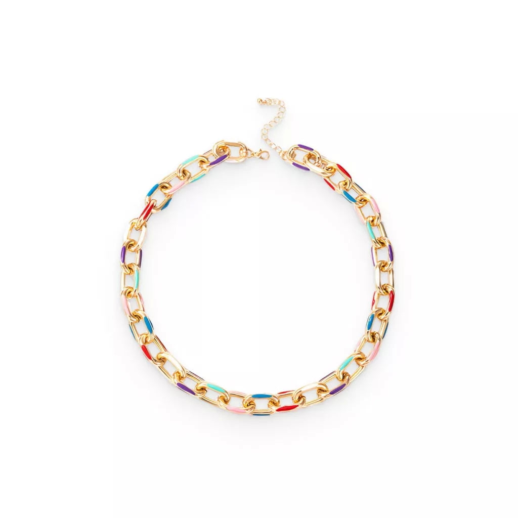 Bold Colorful Cable Chain Necklace for Everyday Vibes