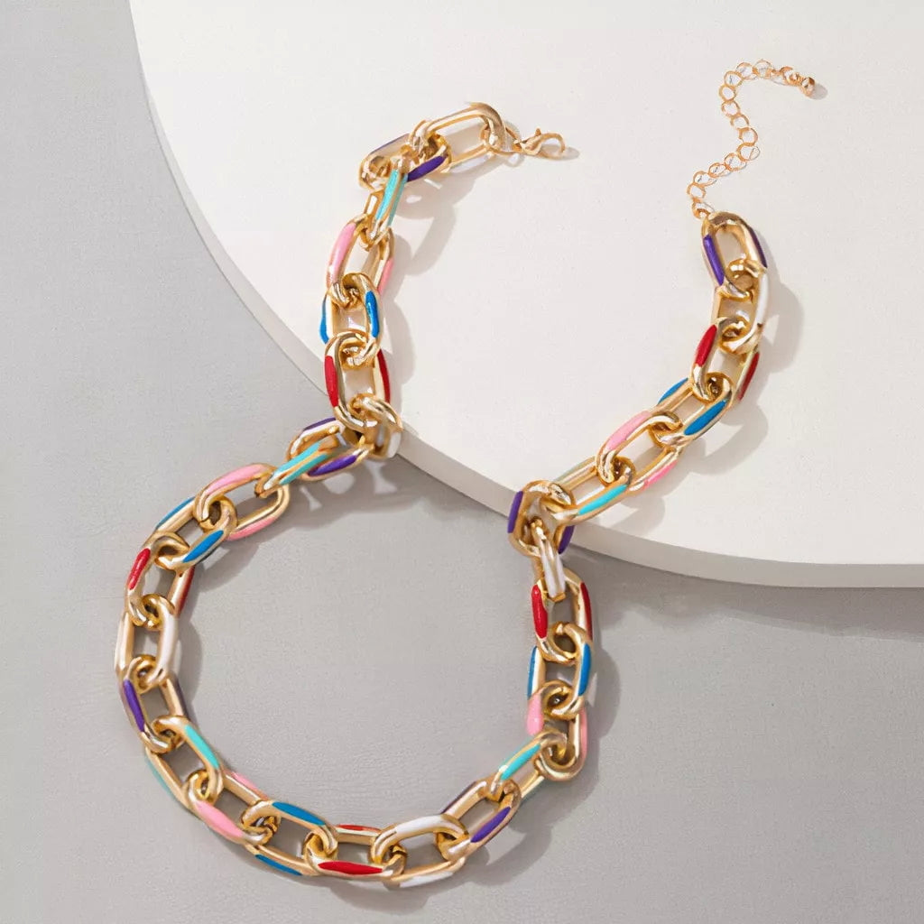 Bold Colorful Cable Chain Necklace for Everyday Vibes