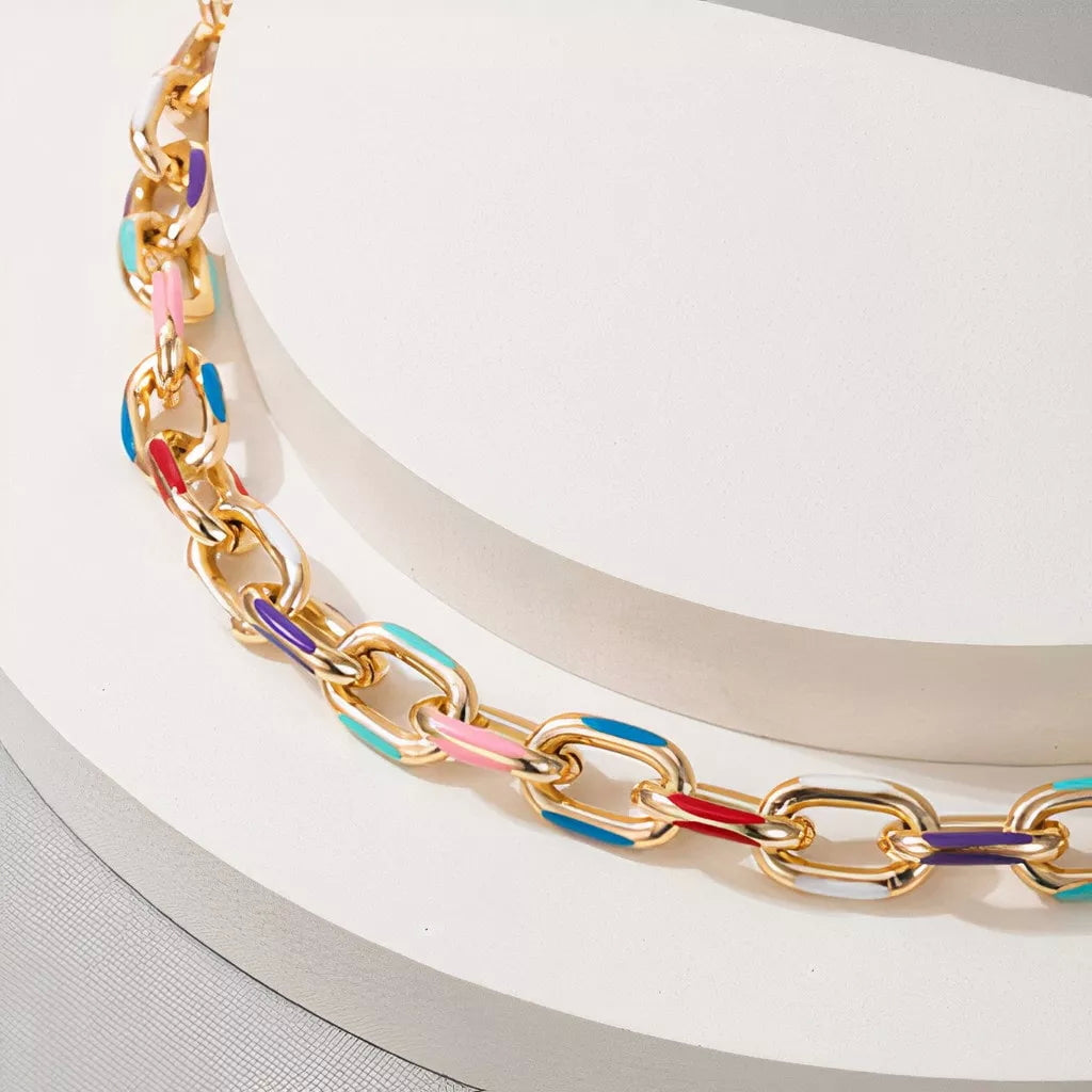 Bold Colorful Cable Chain Necklace for Everyday Vibes