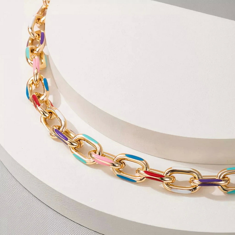 Bold Colorful Cable Chain Necklace for Everyday Vibes
