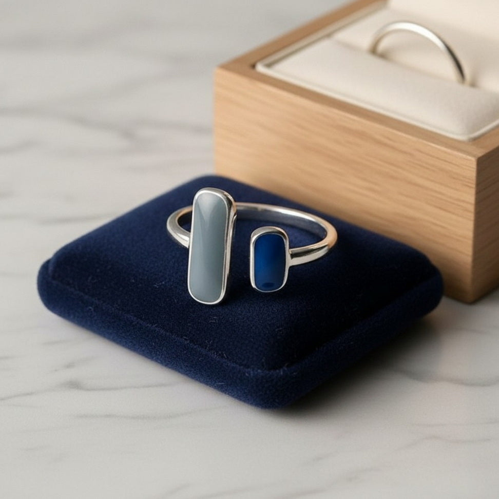 Blue Zircon Silver Ring