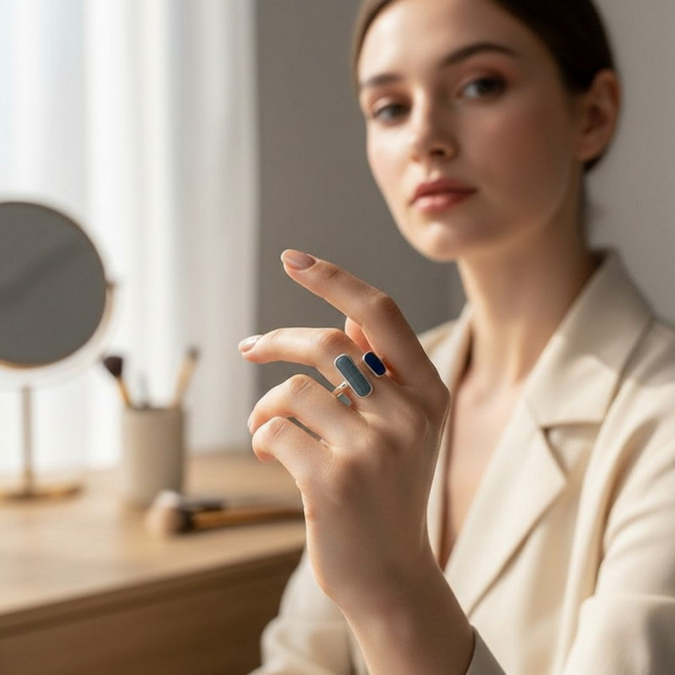 Blue Zircon Silver Ring