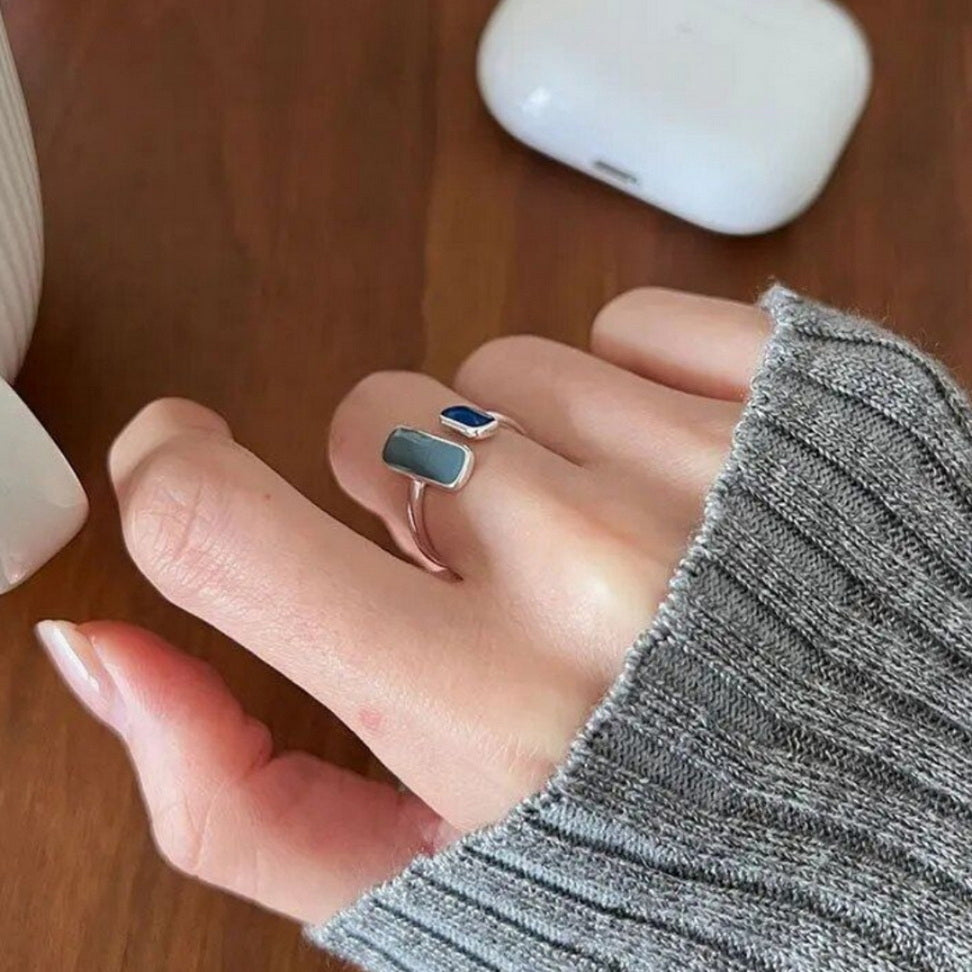 Blue Zircon Silver Ring