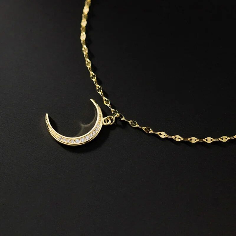 Moon Anklet with Mini Zircon Charm