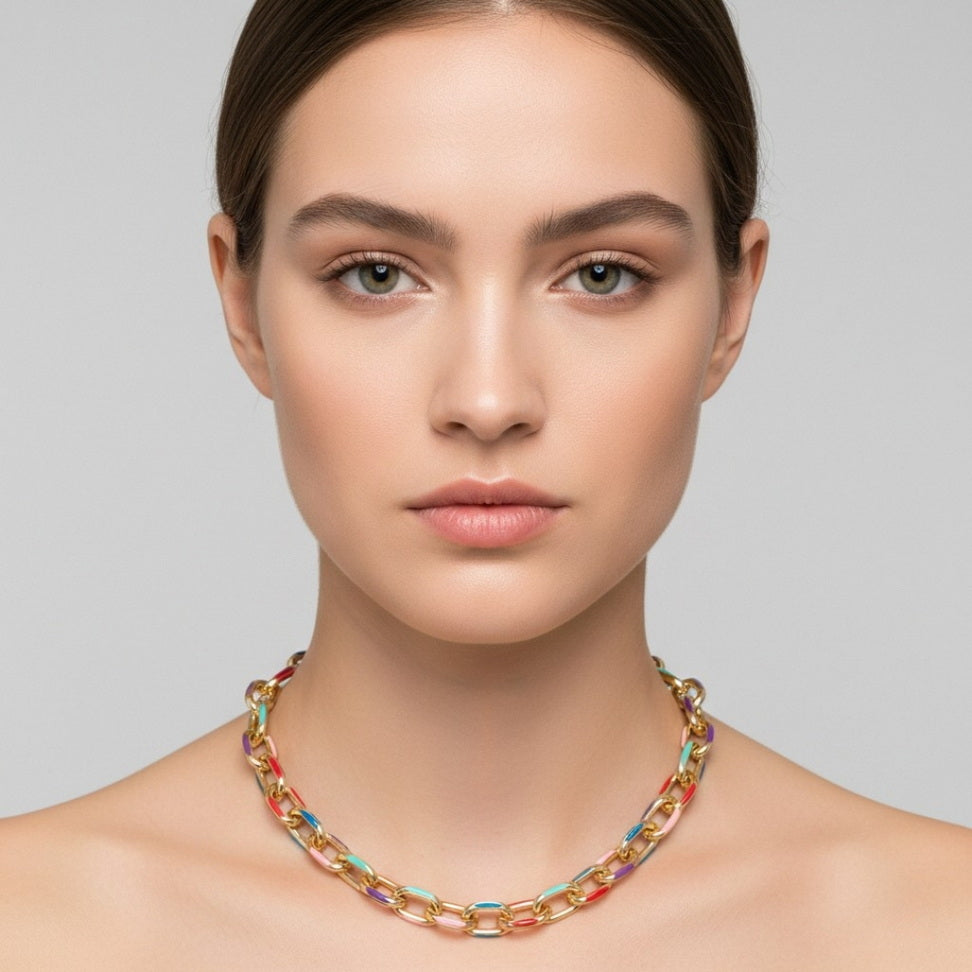 Bold Colorful Cable Chain Necklace for Everyday Vibes