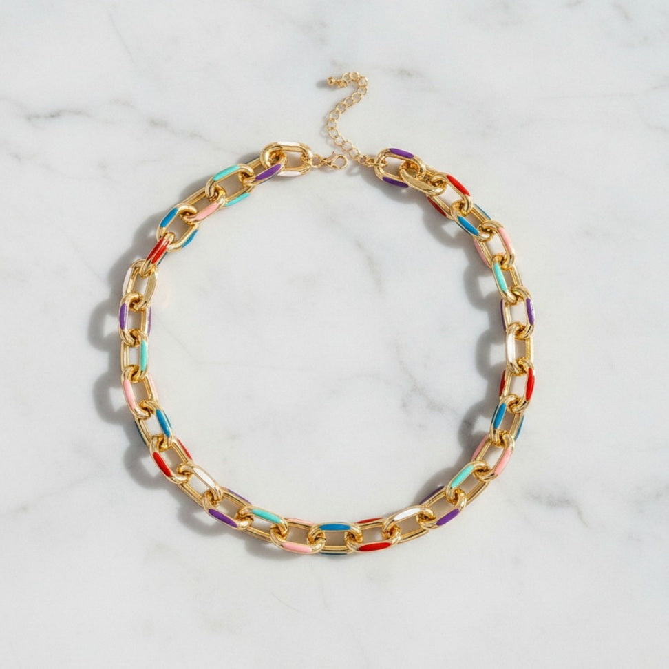 Bold Colorful Cable Chain Necklace for Everyday Vibes