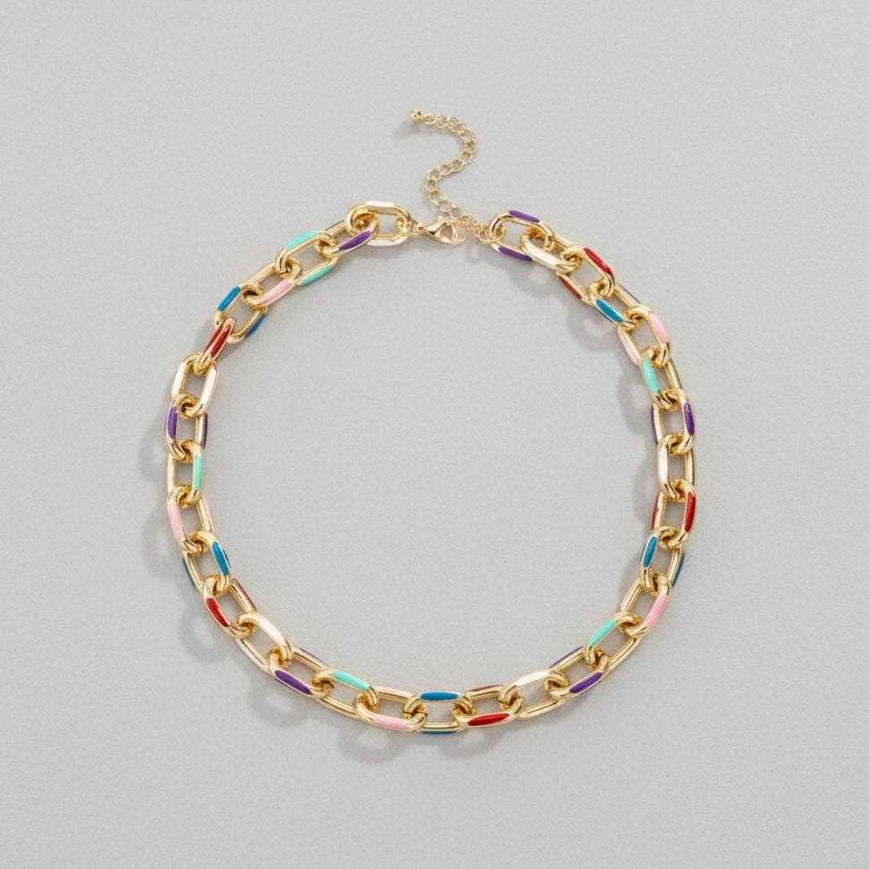 Bold Colorful Cable Chain Necklace for Everyday Vibes