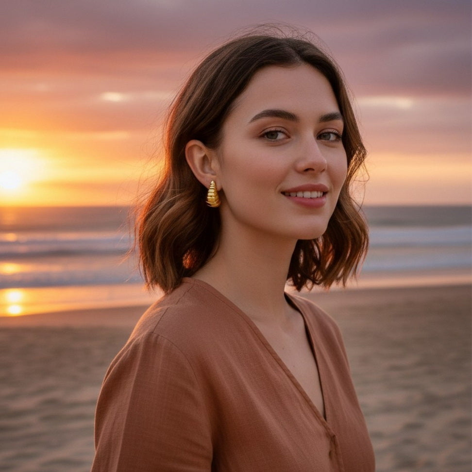 Glossy Teardrop Stud Earrings