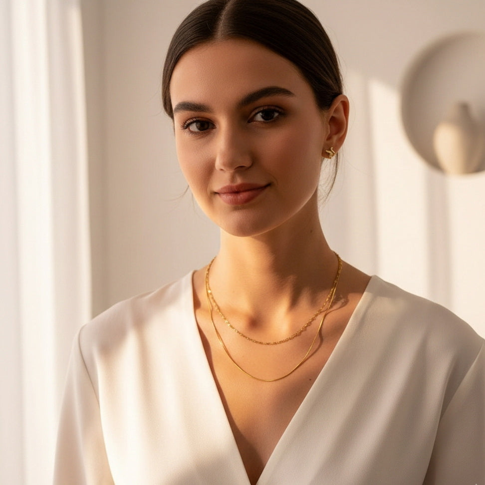 18K Gold Double Layer Snake Chain Necklace