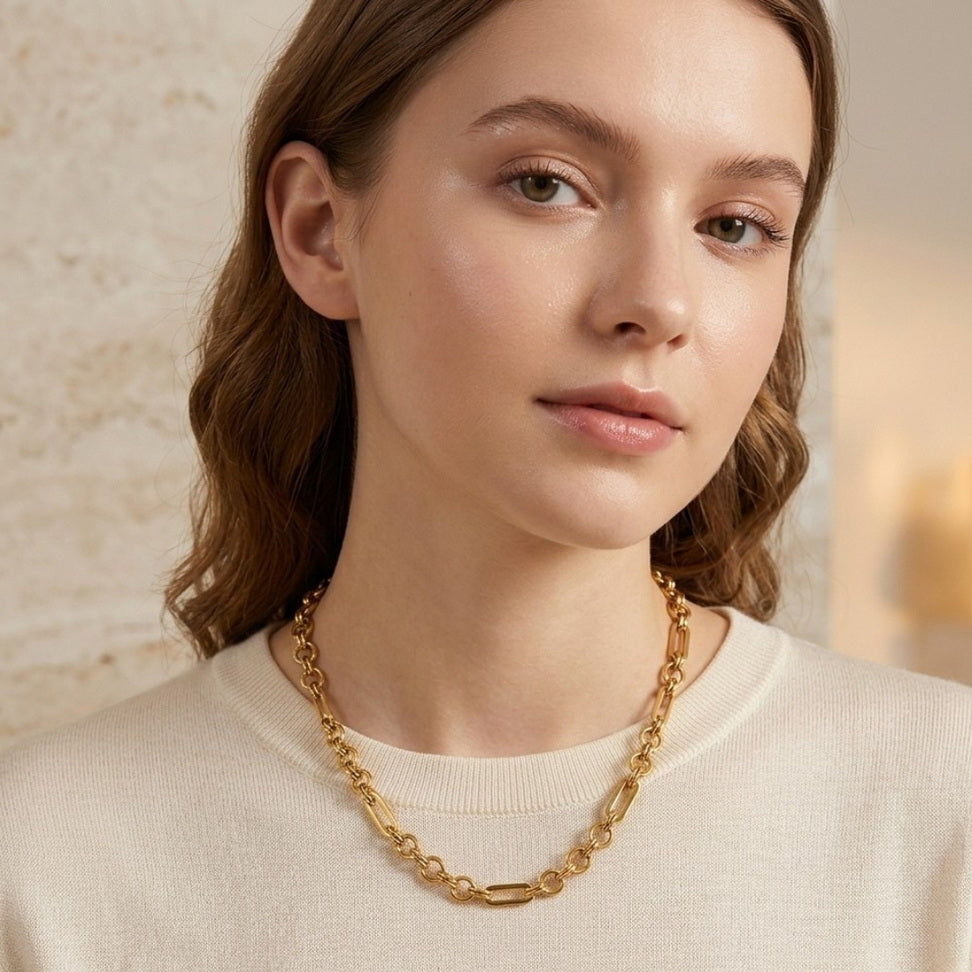 Gold Paperclip Necklace for Modern Minimalist Style
