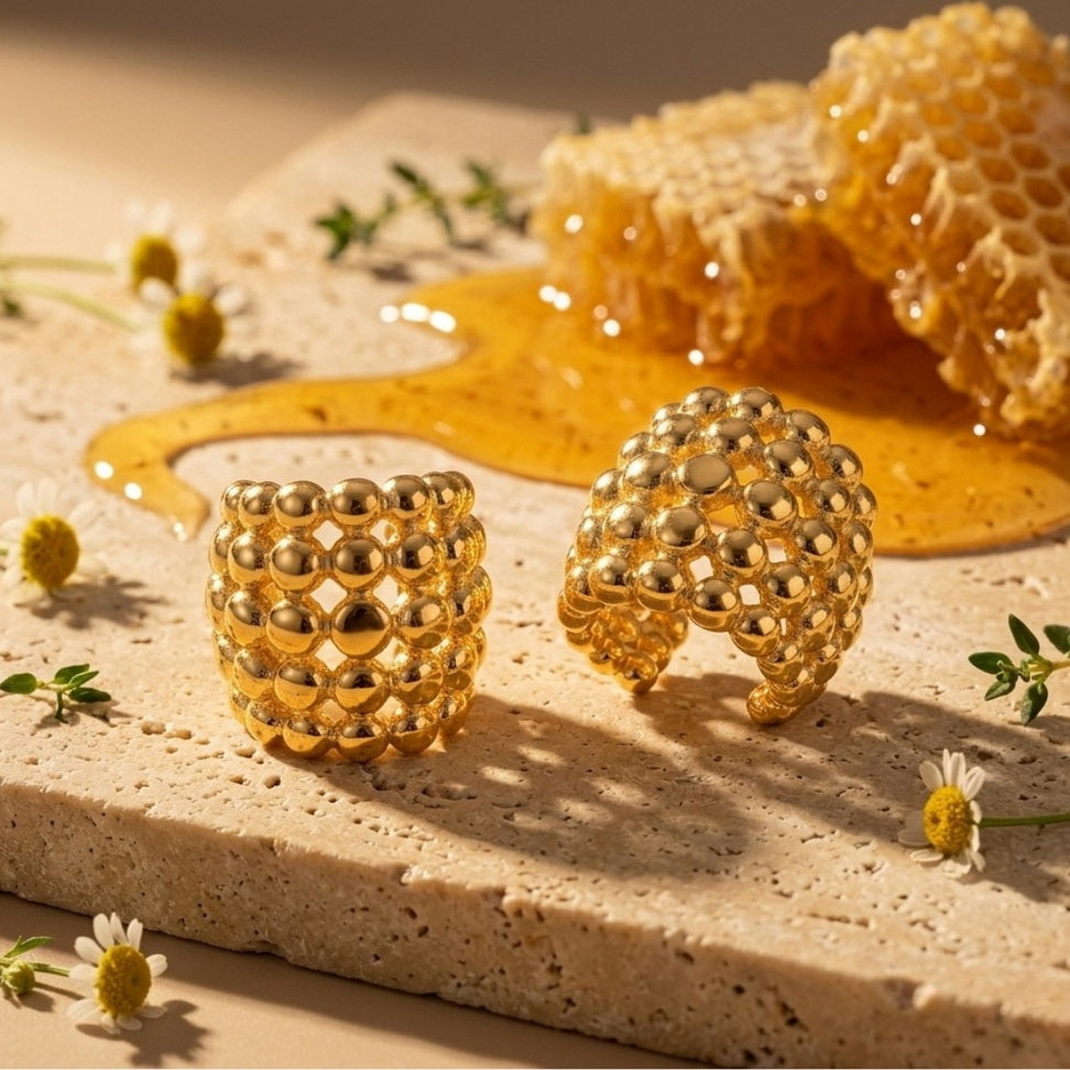 Honeycomb Ear Clips for Modern Minimalist Style