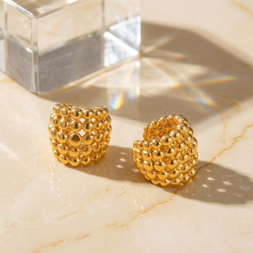 Honeycomb Ear Clips for Modern Minimalist Style