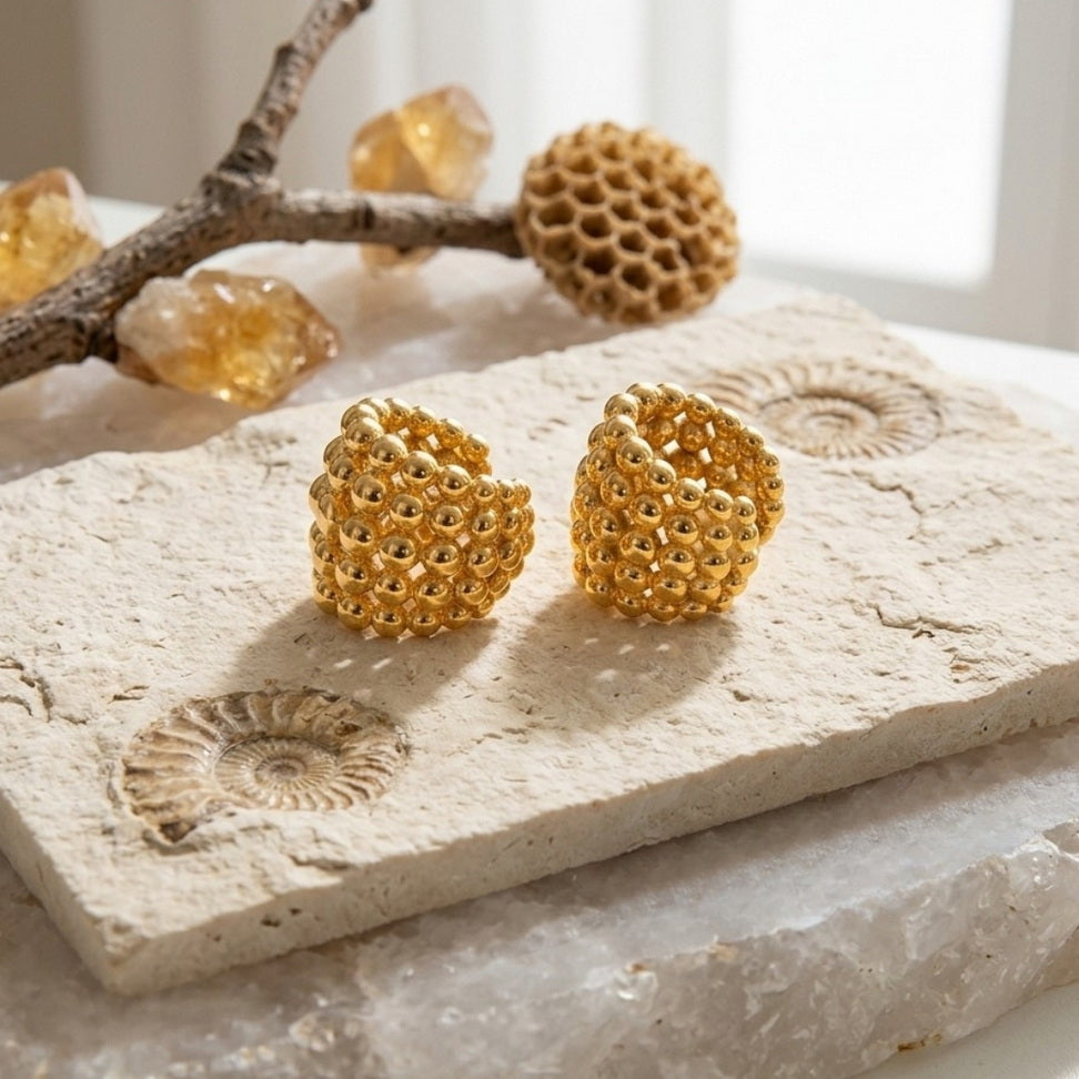 Honeycomb Ear Clips for Modern Minimalist Style