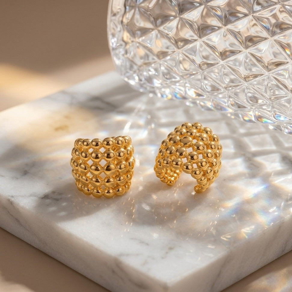 Honeycomb Ear Clips for Modern Minimalist Style
