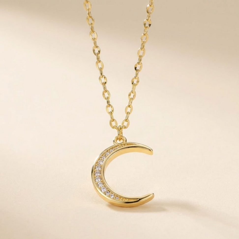 Moon Anklet with Mini Zircon Charm