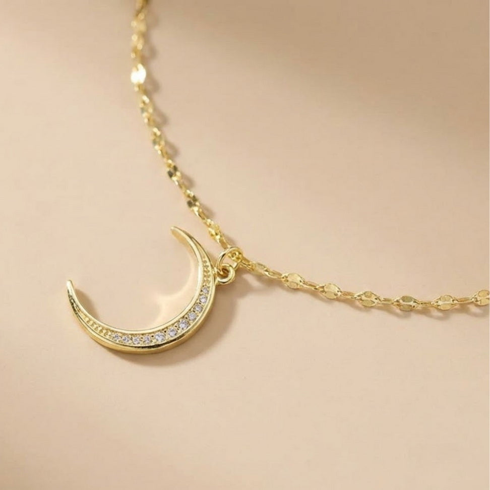 Moon Anklet with Mini Zircon Charm
