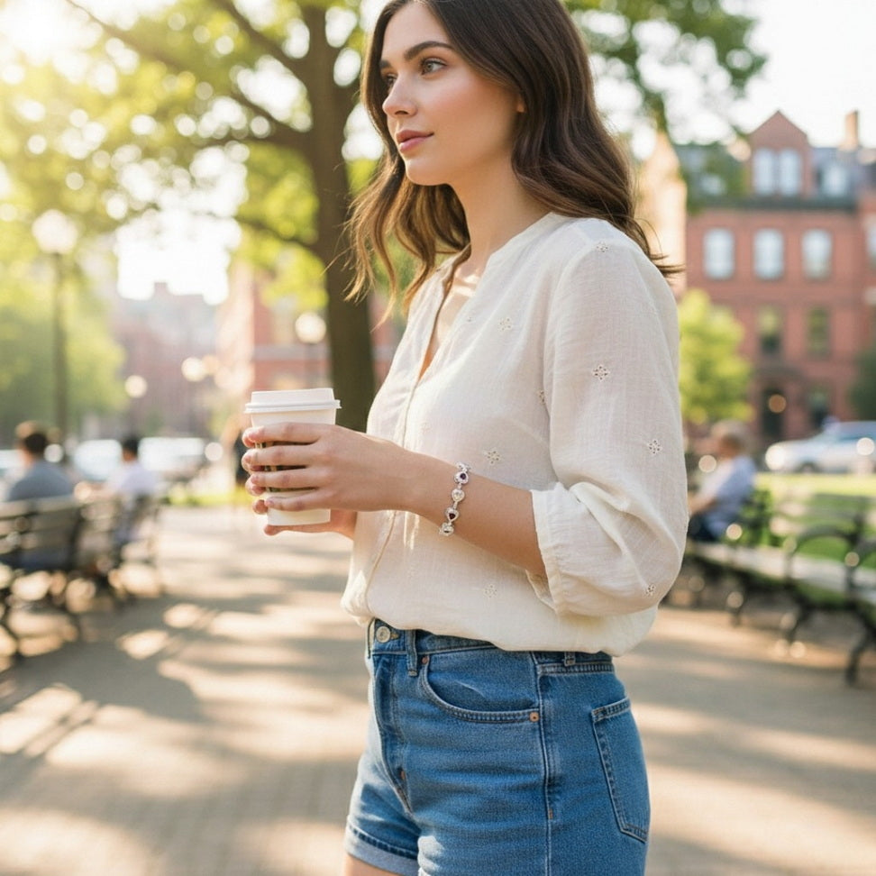 Crystal Drop Silver Bracelet