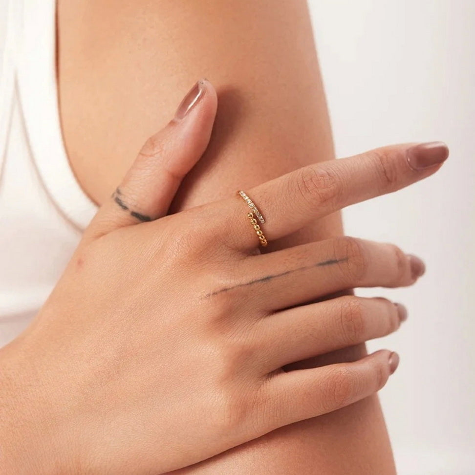 Adjustable Stainless Steel Crystal Ring
