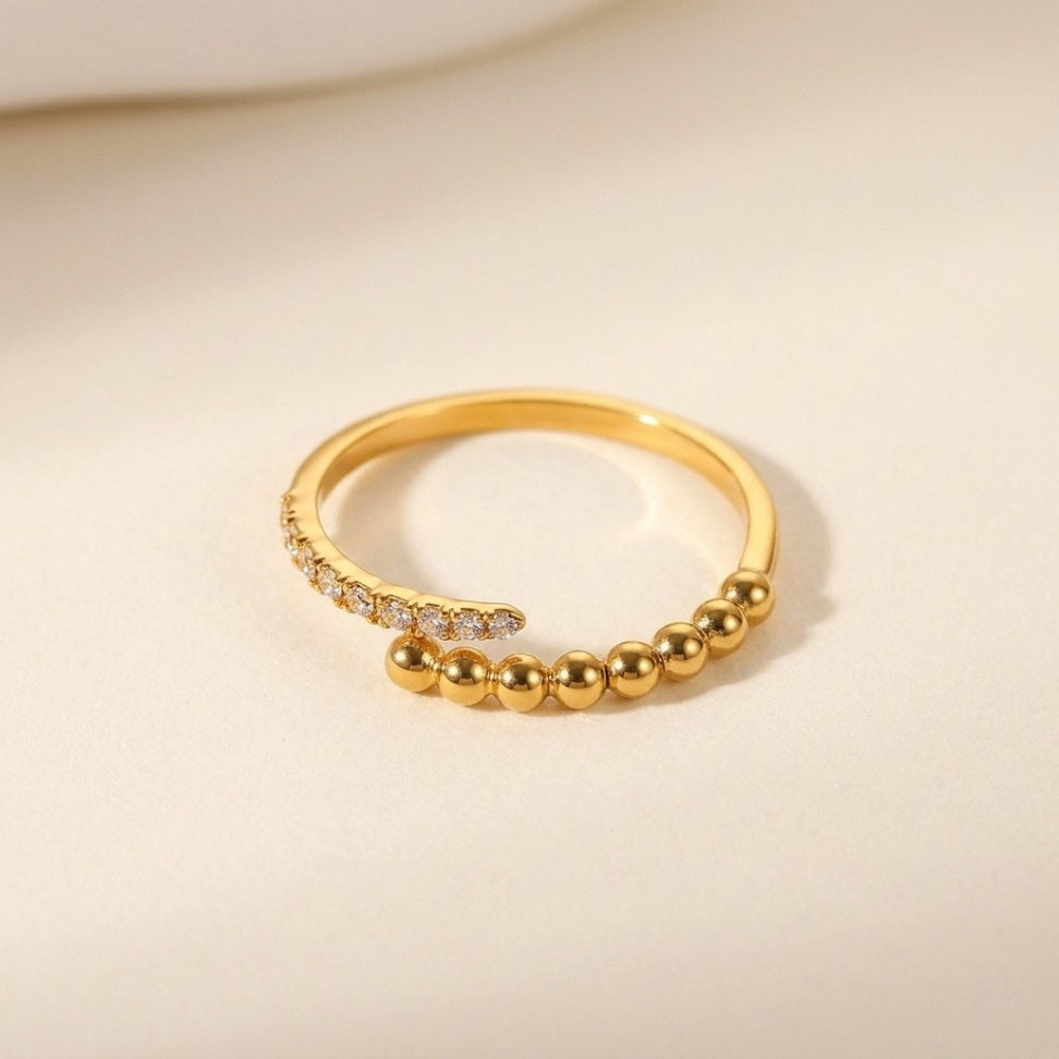 Adjustable Stainless Steel Crystal Ring