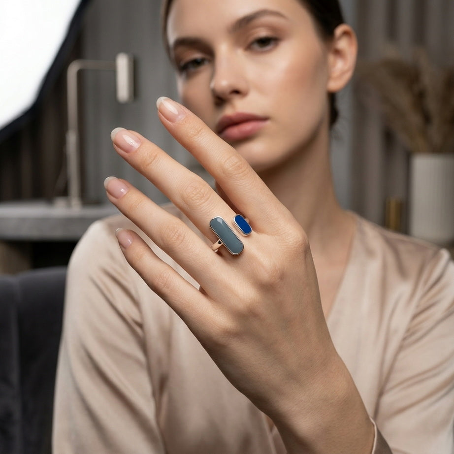 Blue Zircon Silver Ring