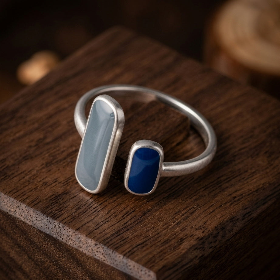 Blue Zircon Silver Ring