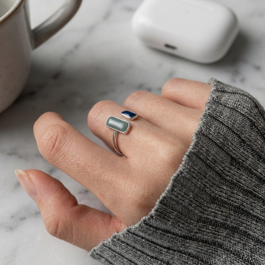 Blue Zircon Silver Ring