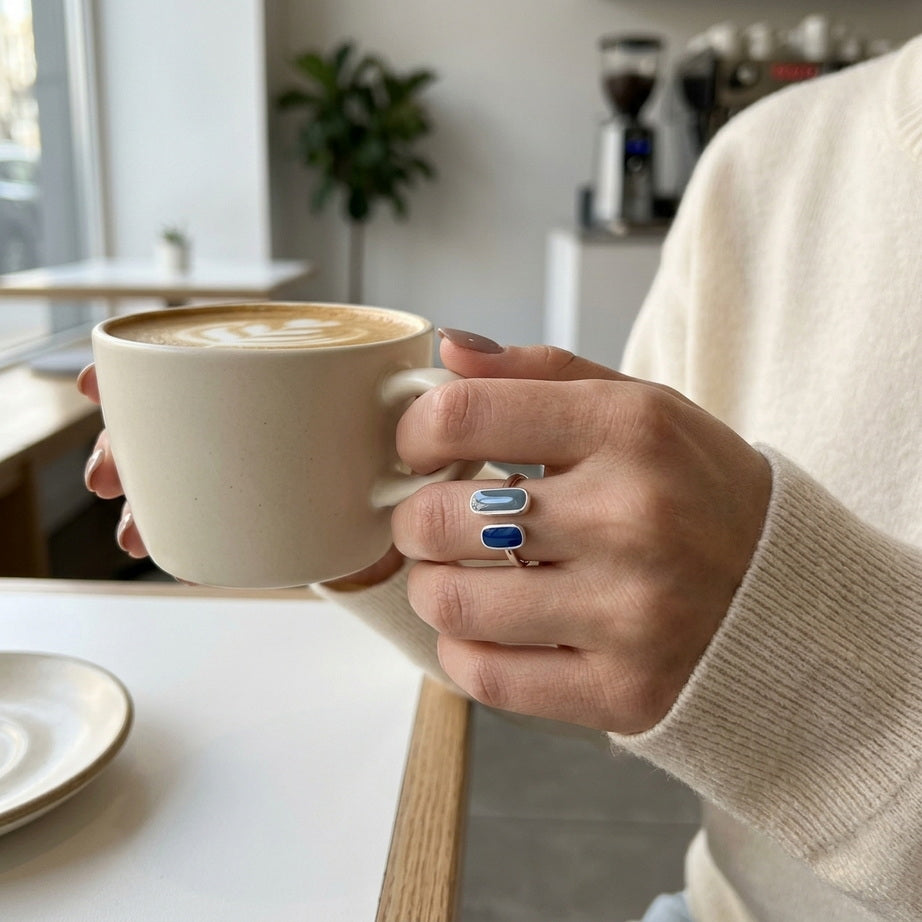 Blue Zircon Silver Ring