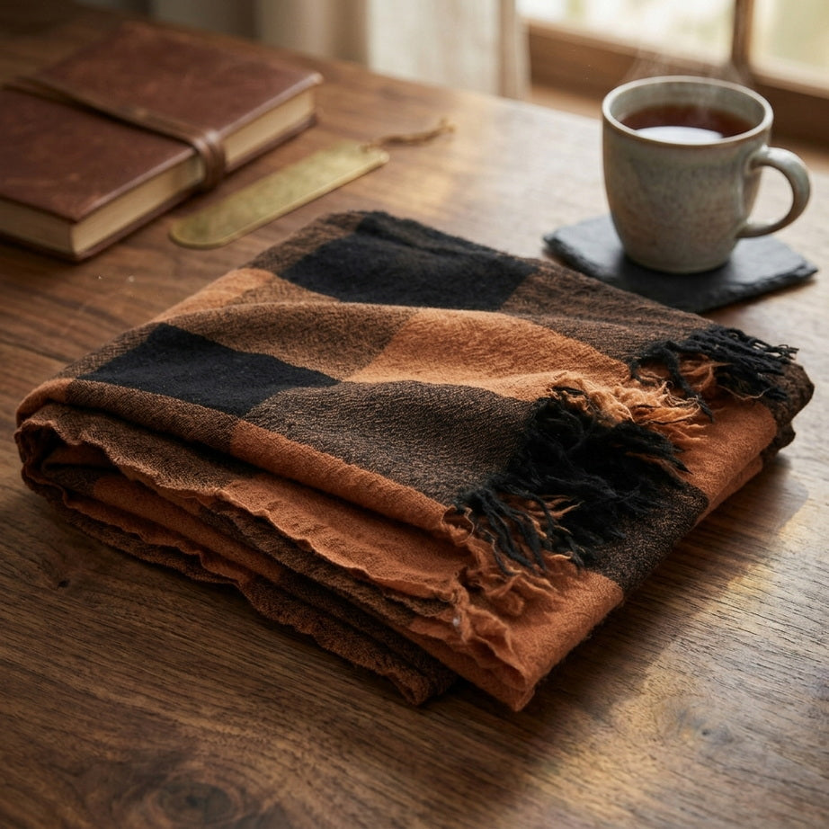 Cashmere-Feel Plaid Shawl