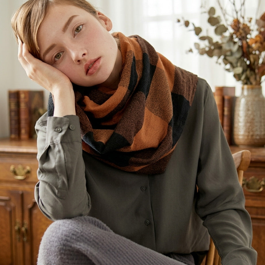 Cashmere-Feel Plaid Shawl