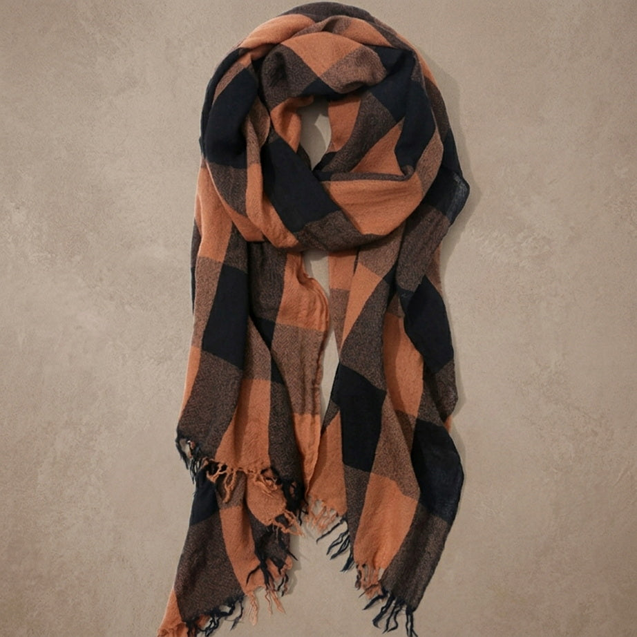 Cashmere-Feel Plaid Shawl